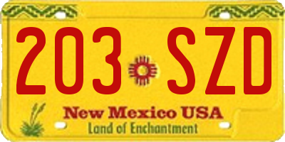 NM license plate 203SZD