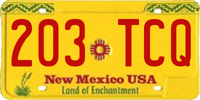 NM license plate 203TCQ