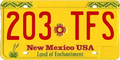 NM license plate 203TFS