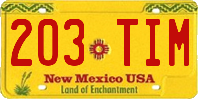 NM license plate 203TIM