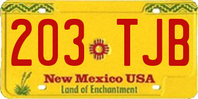 NM license plate 203TJB