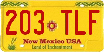 NM license plate 203TLF
