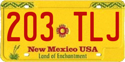 NM license plate 203TLJ