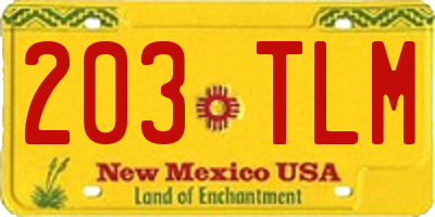 NM license plate 203TLM