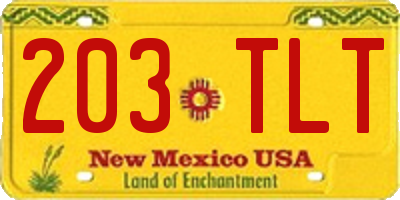 NM license plate 203TLT