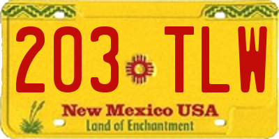 NM license plate 203TLW