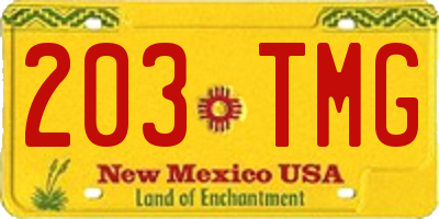 NM license plate 203TMG