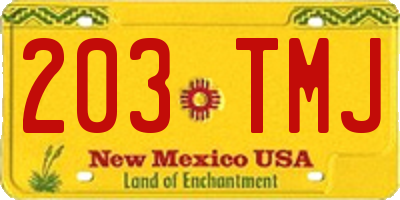 NM license plate 203TMJ