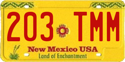 NM license plate 203TMM