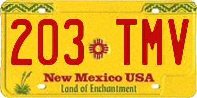 NM license plate 203TMV
