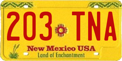 NM license plate 203TNA