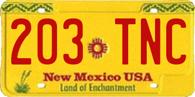NM license plate 203TNC
