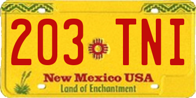 NM license plate 203TNI