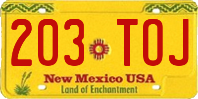 NM license plate 203TOJ