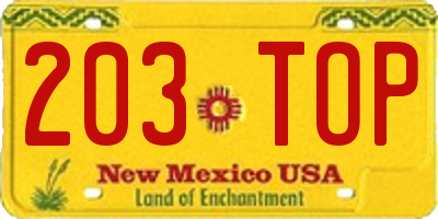NM license plate 203TOP