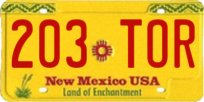 NM license plate 203TOR