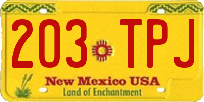 NM license plate 203TPJ
