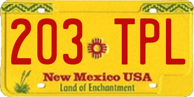 NM license plate 203TPL