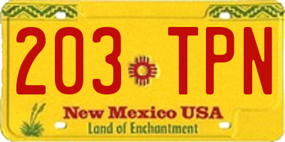 NM license plate 203TPN