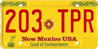 NM license plate 203TPR