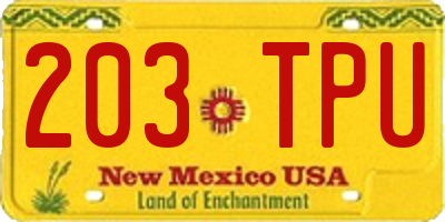 NM license plate 203TPU