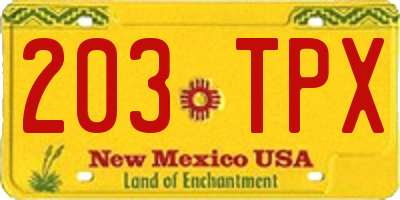 NM license plate 203TPX