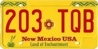 NM license plate 203TQB