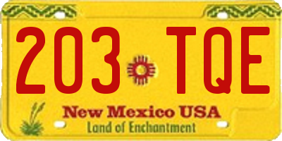 NM license plate 203TQE