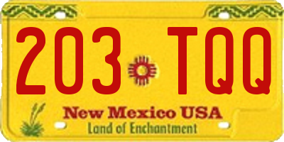NM license plate 203TQQ