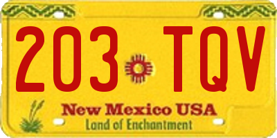 NM license plate 203TQV