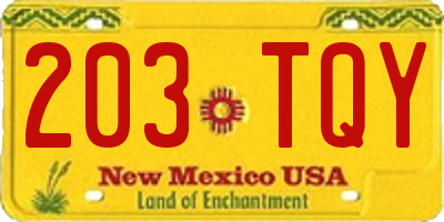 NM license plate 203TQY