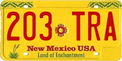 NM license plate 203TRA