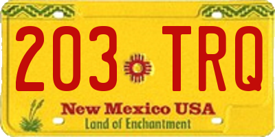 NM license plate 203TRQ