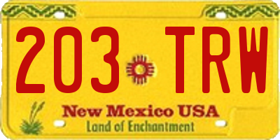 NM license plate 203TRW