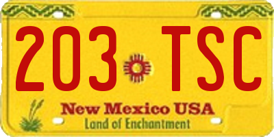 NM license plate 203TSC