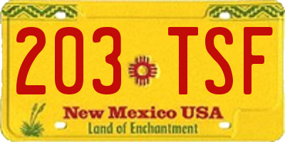 NM license plate 203TSF