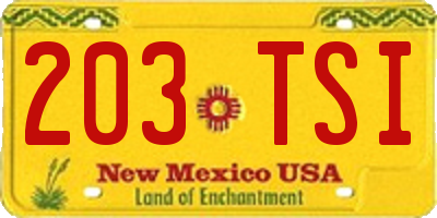 NM license plate 203TSI