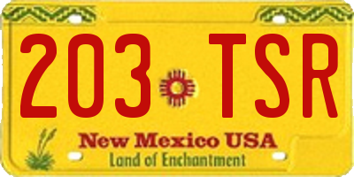 NM license plate 203TSR