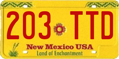 NM license plate 203TTD