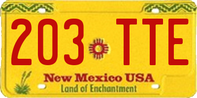 NM license plate 203TTE
