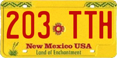 NM license plate 203TTH