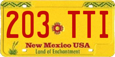 NM license plate 203TTI