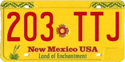 NM license plate 203TTJ