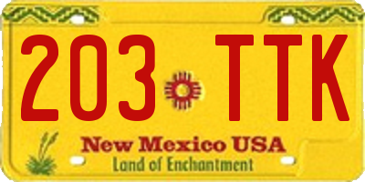 NM license plate 203TTK