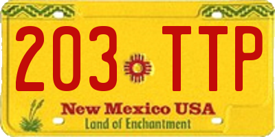 NM license plate 203TTP