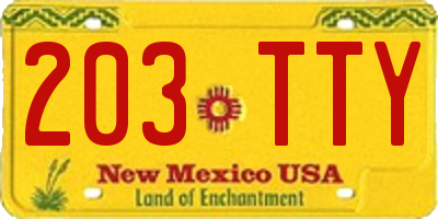 NM license plate 203TTY
