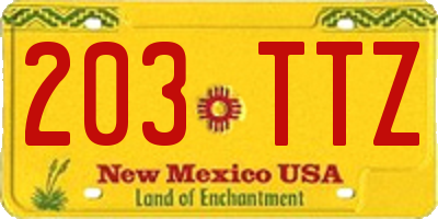 NM license plate 203TTZ
