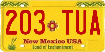 NM license plate 203TUA