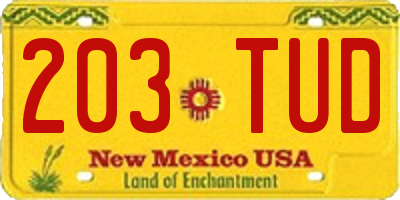 NM license plate 203TUD