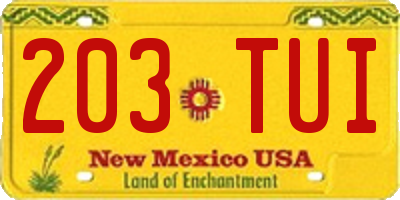 NM license plate 203TUI